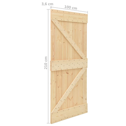 Schuifdeur 2 pcs Naturel en Zwart Massief grenenhout