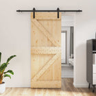 Schuifdeur massief grenenhout naturel zwart 210 cm