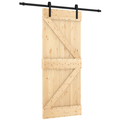Schuifdeur Naturel en Zwart 85 x 210 cm Massief Grenenhout