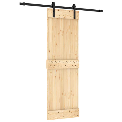 Schuifdeur Naturel en Zwart 70 x 210 cm Massief Grenenhout