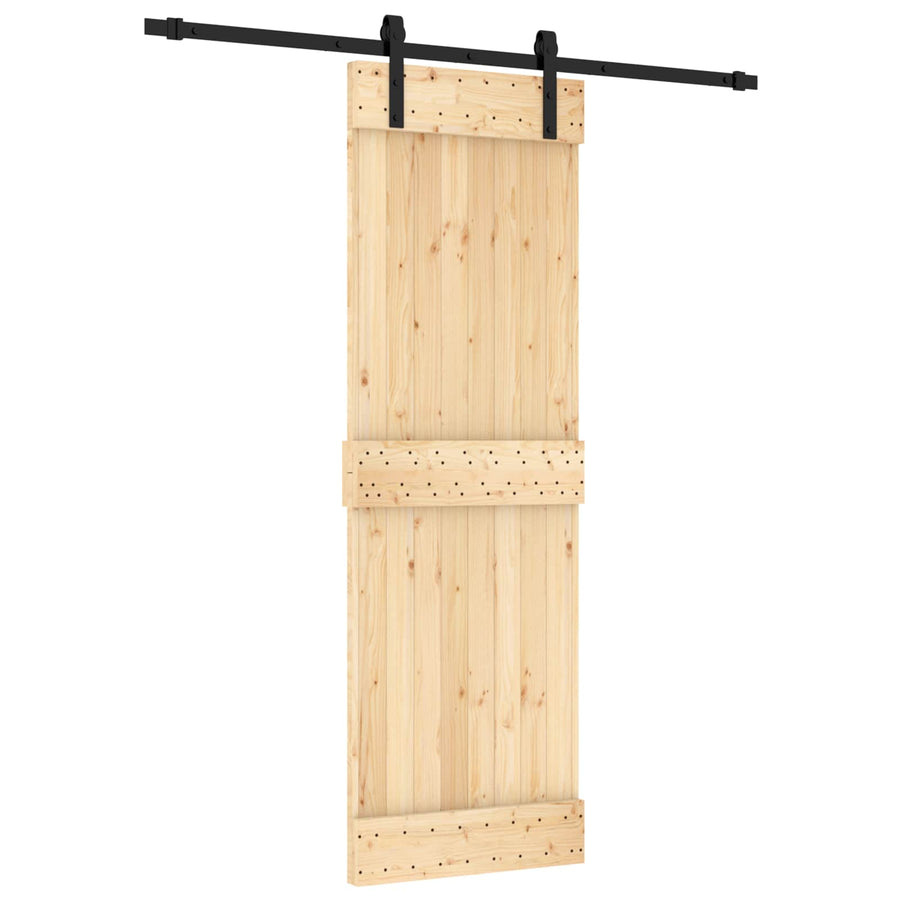 Schuifdeur Naturel en Zwart 70 x 210 cm Massief Grenenhout