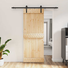 Schuifdeur Naturel en Zwart 80 x 210 cm Massief Grenenhout
