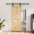 Schuifdeur massief grenenhout naturel zwart 80x210 cm