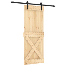 Schuifdeur Naturel en Zwart 80 x 210 cm Massief Grenenhout
