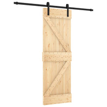 Schuifdeur Naturel en Zwart 70 x 210 cm Massief Grenenhout