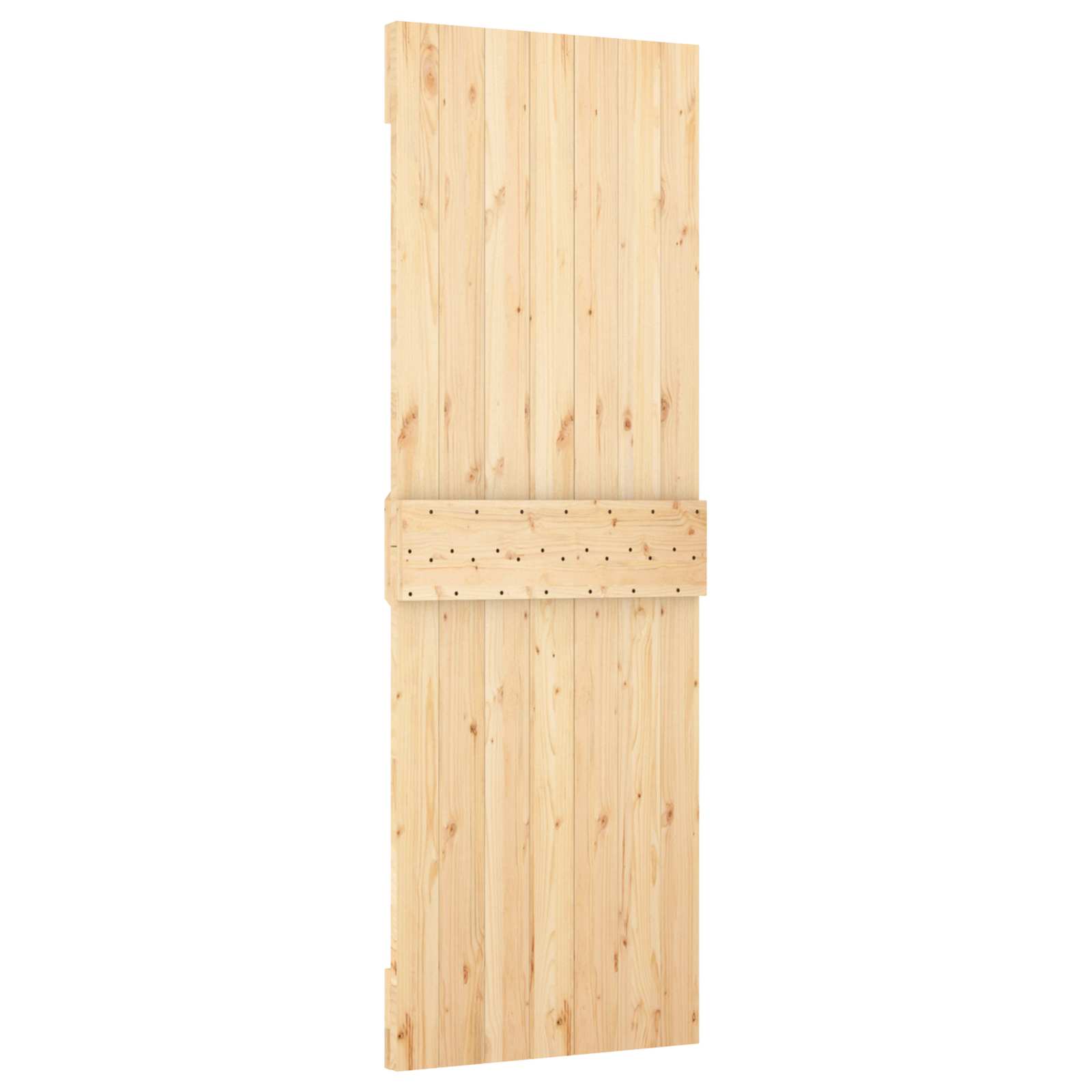 Schuifdeur Naturel en Zwart 70 x 210 cm Massief Grenenhout