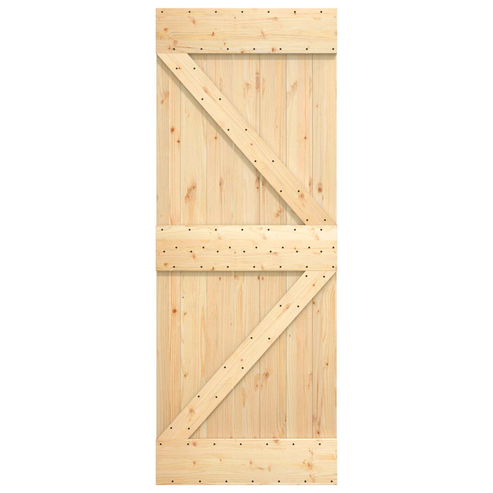 Schuifdeur Naturel en Zwart 70 x 210 cm Massief Grenenhout