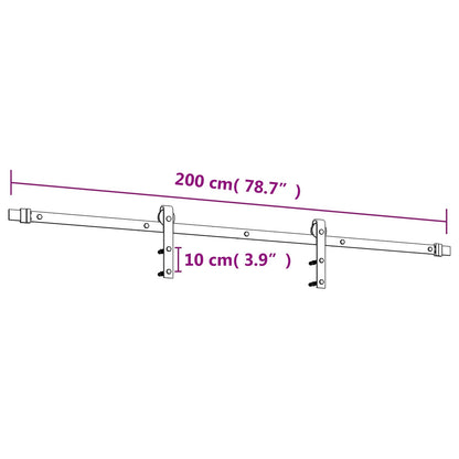 Schuifdeur Naturel en Zwart 70 x 210 cm Massief Grenenhout