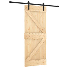 Schuifdeur Naturel en Zwart 85 x 210 cm Massief Grenenhout