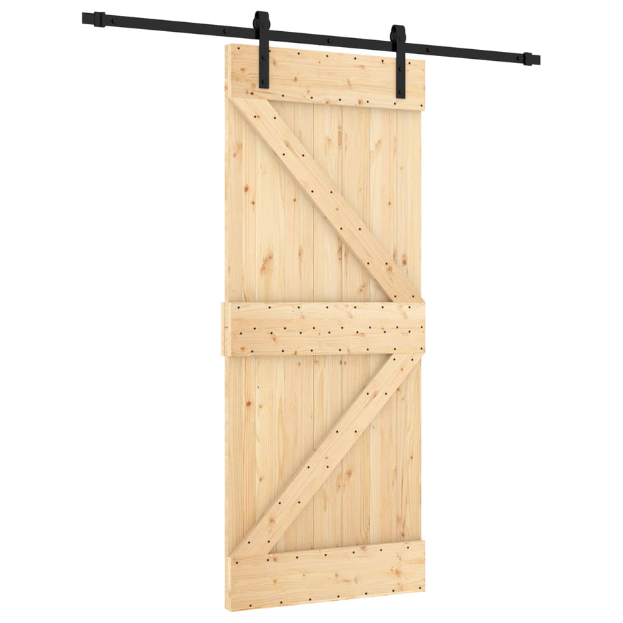 Schuifdeur Naturel en Zwart 85 x 210 cm Massief Grenenhout