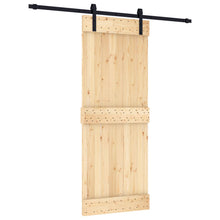 Schuifdeur Naturel en Zwart 80 x 210 cm Massief Grenenhout