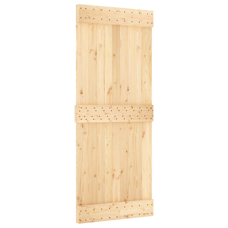 Schuifdeur Naturel en Zwart 85 x 210 cm Massief Grenenhout