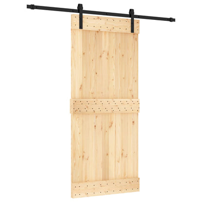Schuifdeur Naturel en Zwart 90 x 210 cm Massief Grenenhout