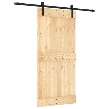 Schuifdeur Naturel en Zwart 95 x 210 cm Massief Grenenhout