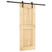 Schuifdeur Naturel en Zwart 80 x 210 cm Massief Grenenhout