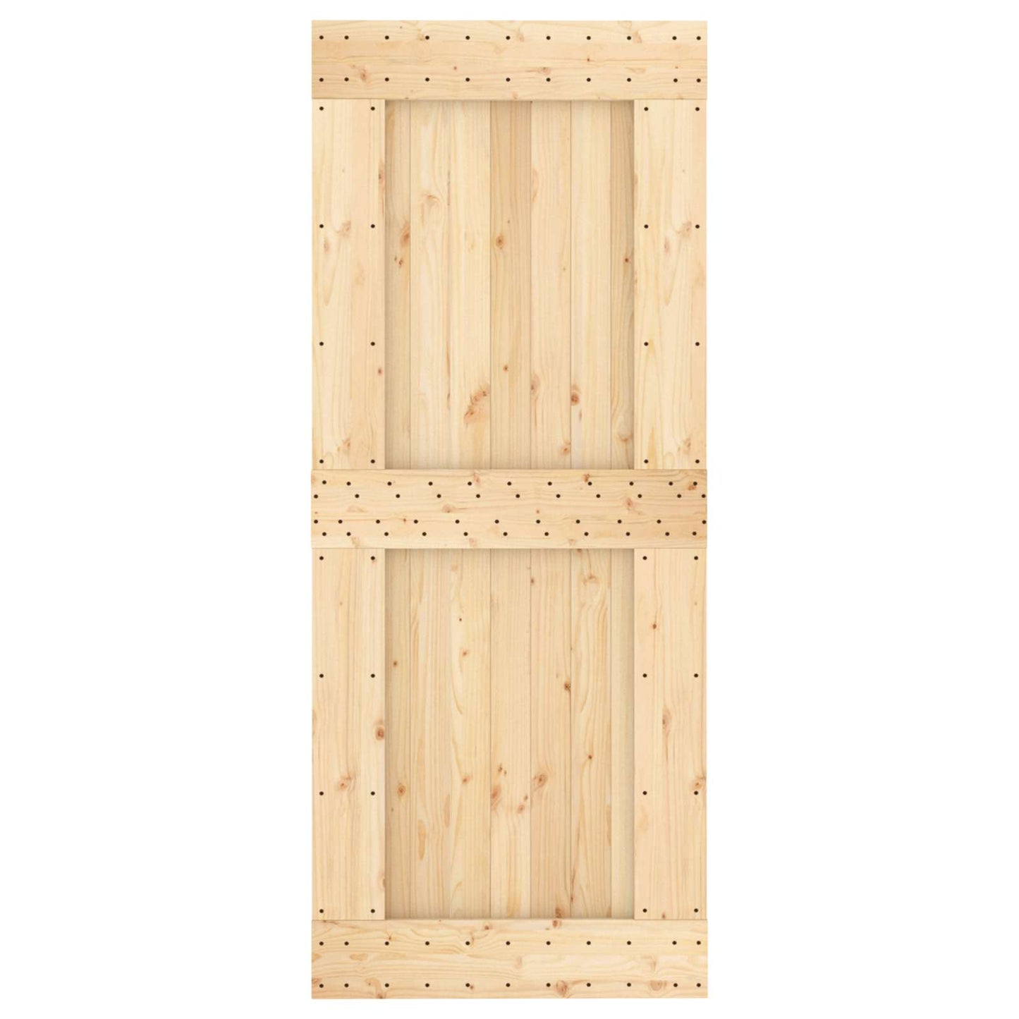 Schuifdeur Naturel en Zwart 85 x 210 cm Massief Grenenhout