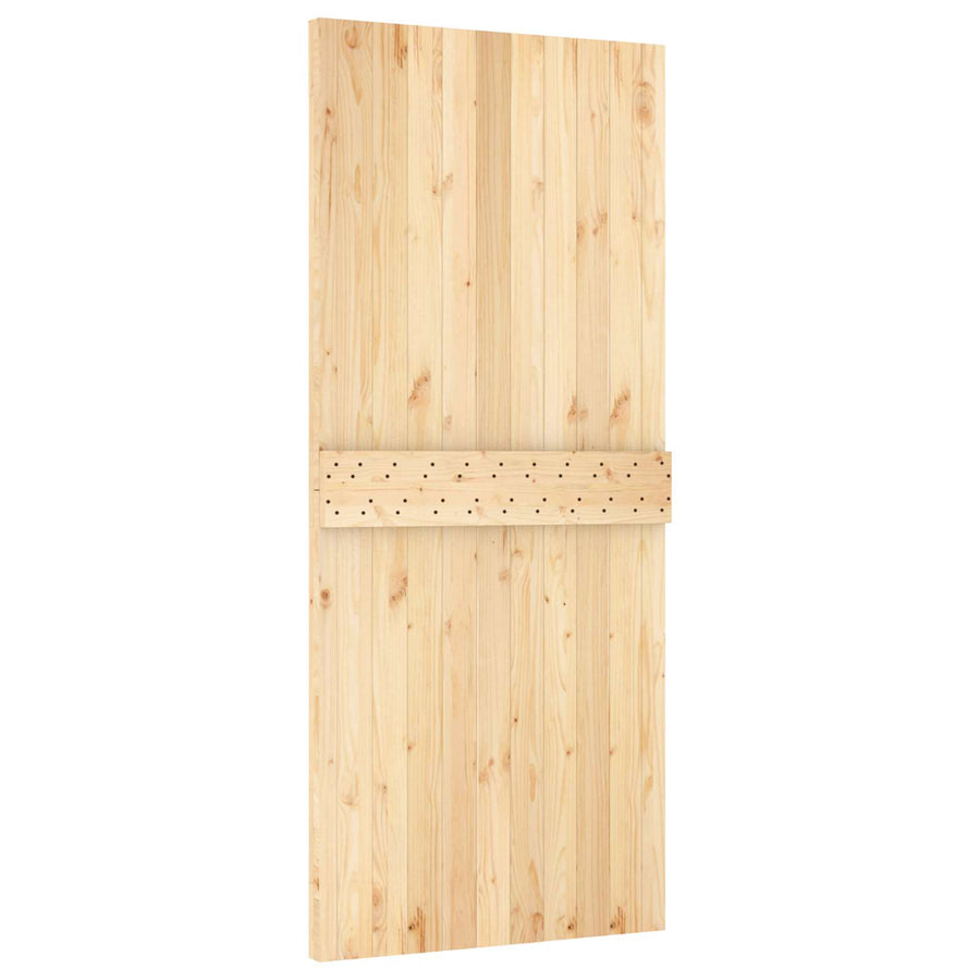 Schuifdeur Naturel en Zwart 90 x 210 cm Massief Grenenhout