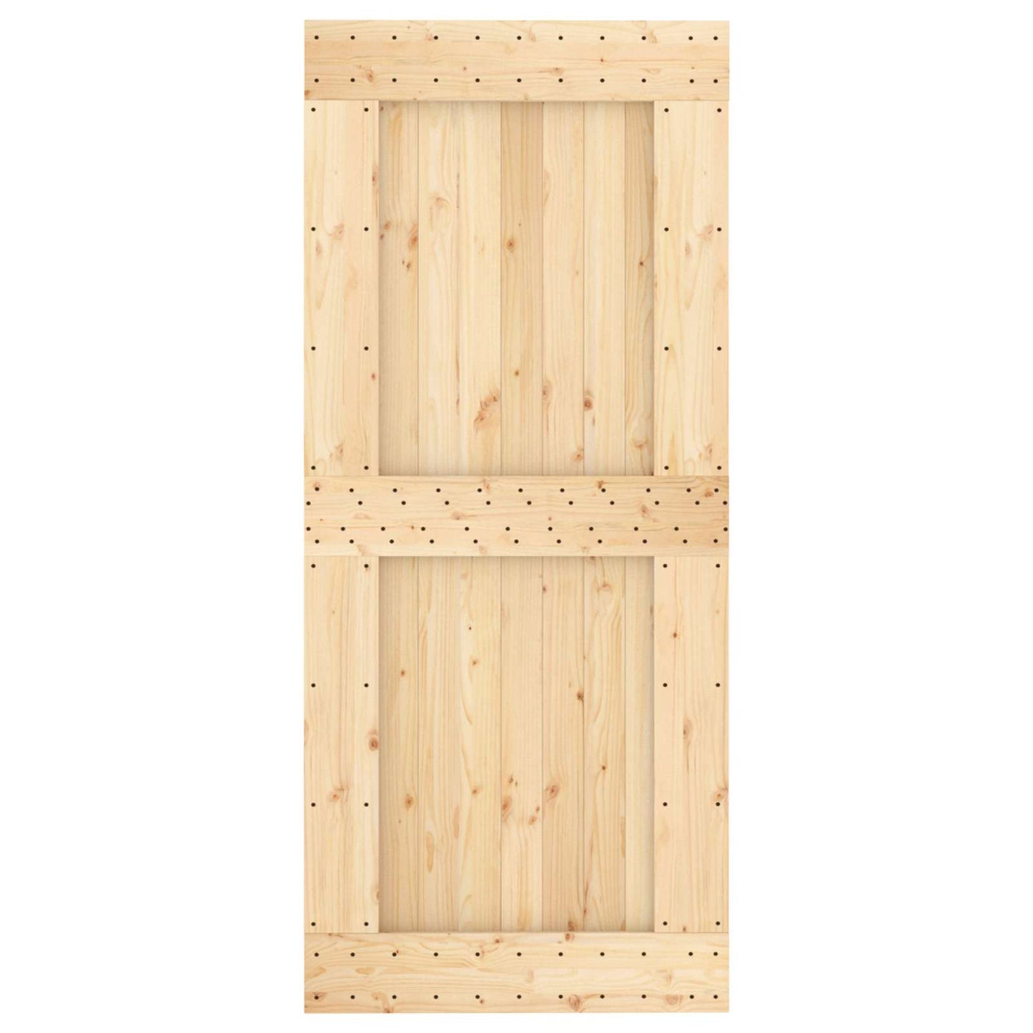 Schuifdeur Naturel en Zwart 90 x 210 cm Massief Grenenhout
