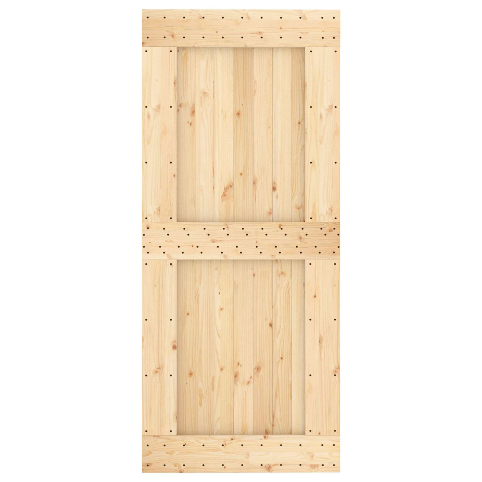 Schuifdeur Naturel en Zwart 90 x 210 cm Massief Grenenhout