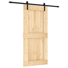 Schuifdeur Naturel en Zwart 95 x 210 cm Massief Grenenhout