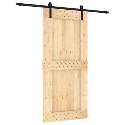 Schuifdeur Naturel en Zwart 95 x 210 cm Massief Grenenhout