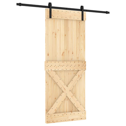 Schuifdeur Naturel en Zwart 85 x 210 cm Massief Grenenhout
