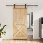 Schuifdeur massief grenenhout 90 x 210 cm naturel zwart