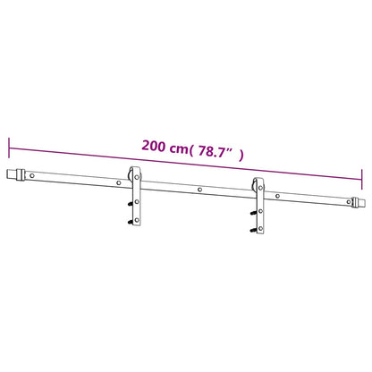 Schuifdeur Naturel en Zwart 90 x 210 cm Massief Grenenhout