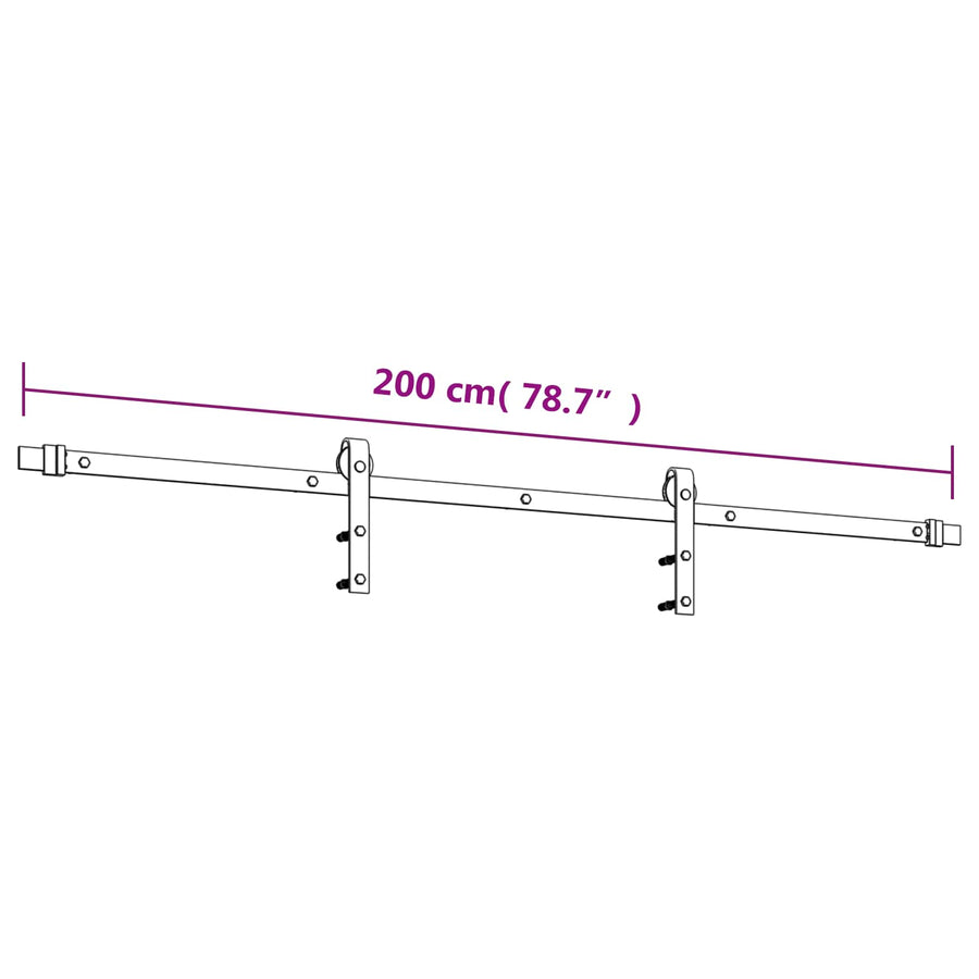 Schuifdeur Naturel en Zwart 90 x 210 cm Massief Grenenhout