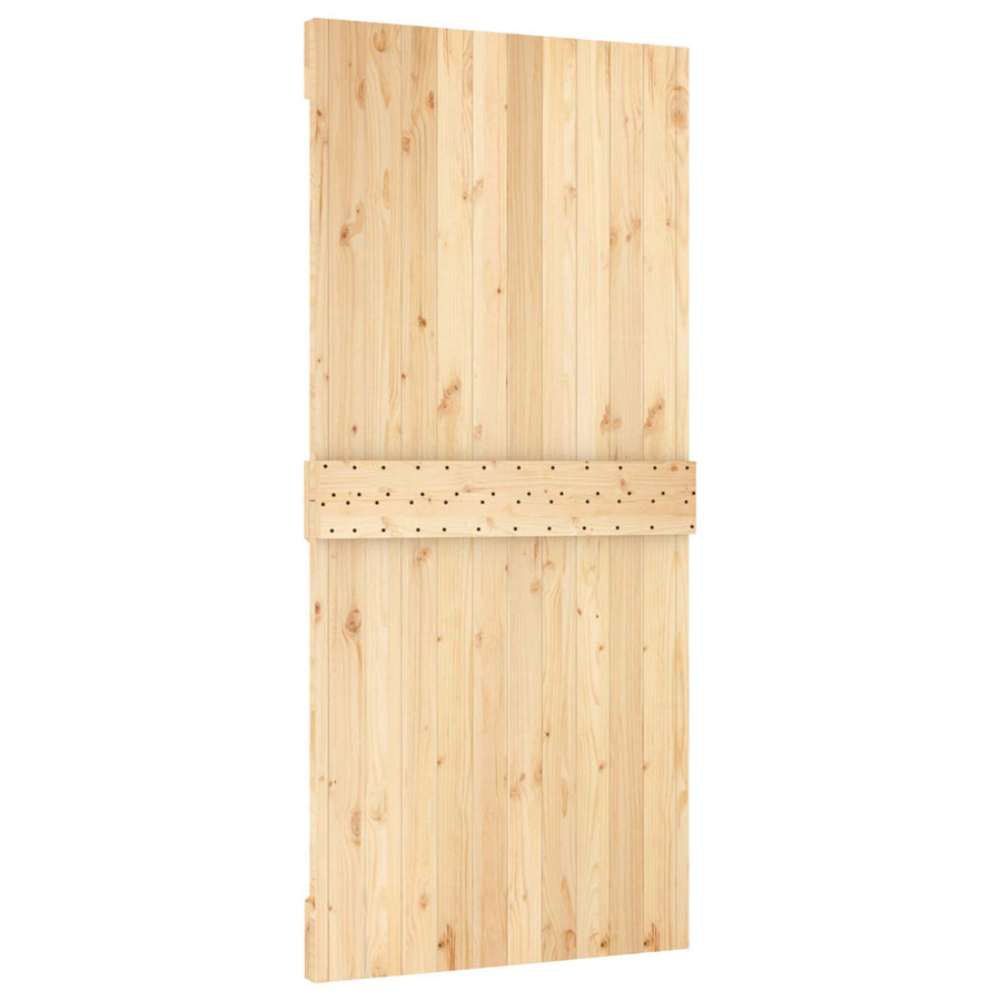 Schuifdeur Naturel en Zwart 95 x 210 cm Massief Grenenhout