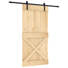 Schuifdeur Naturel en Zwart 100 x 210 cm Massief Grenenhout