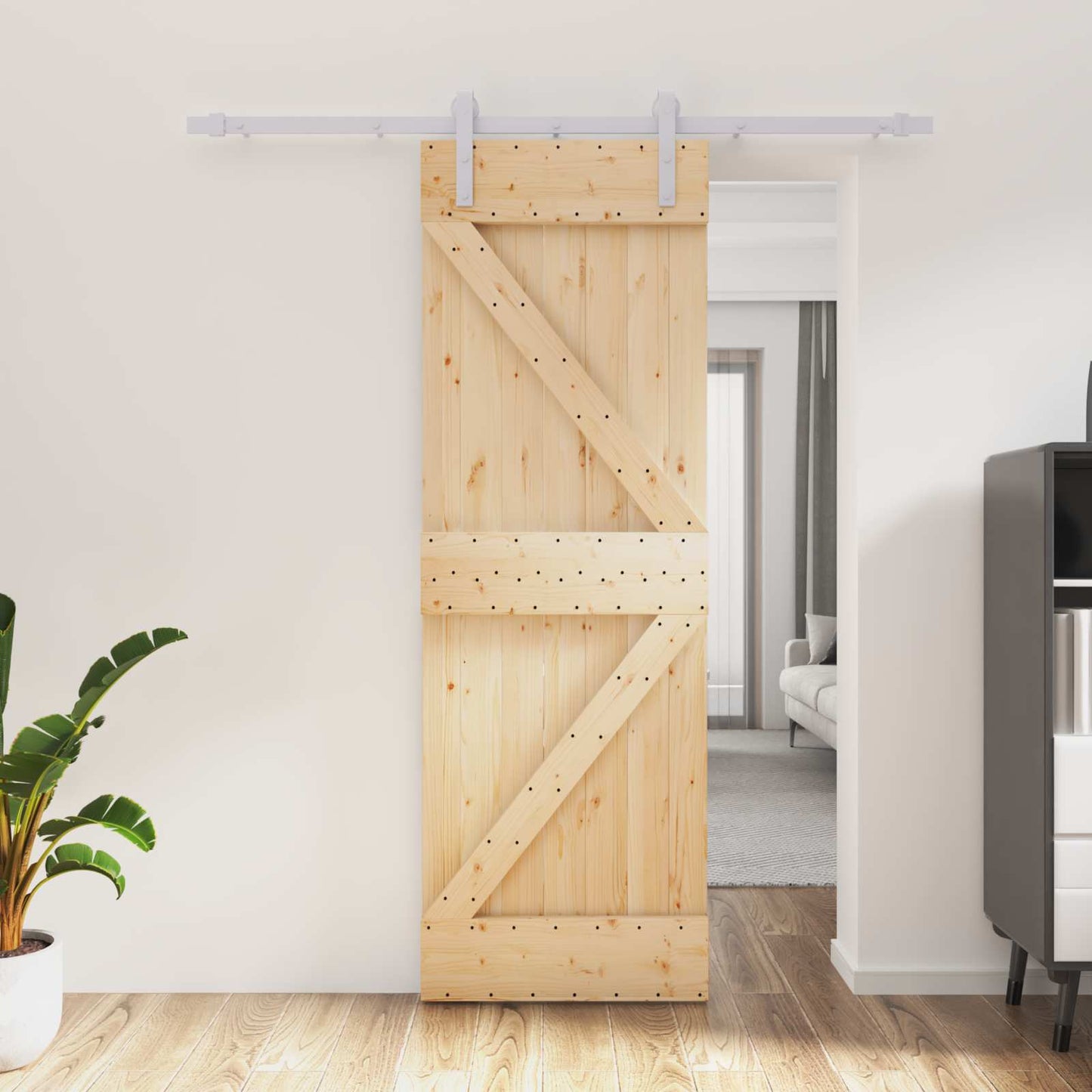 Schuifdeur Natuurlijk en Wit 70 x 210 cm Massief Grenenhout