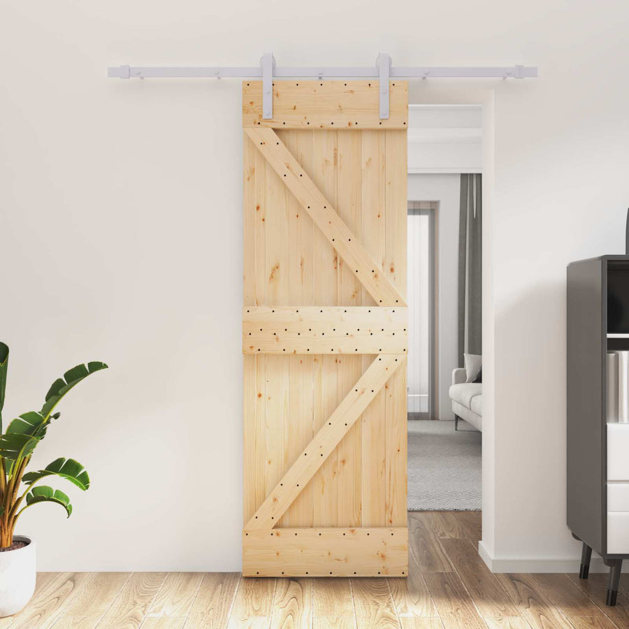 Schuifdeur Natuurlijk en Wit 70 x 210 cm Massief Grenenhout
