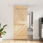 Sliding Door Natural and White 85 x 210 cm Solid Pine Wood