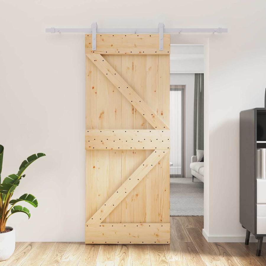 Schuifdeur Natuurlijk en Wit 85 x 210 cm Massief Grenenhout