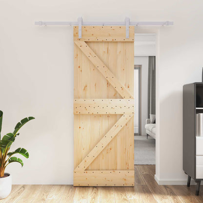 Schuifdeur Natuurlijk en Wit 80 x 210 cm Massief grenenhout