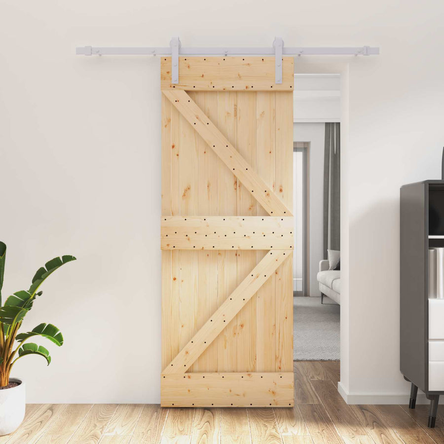 Schuifdeur Natuurlijk en Wit 80 x 210 cm Massief grenenhout