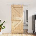 Sliding Door Natural and White 90 x 210 cm Solid Pine Wood