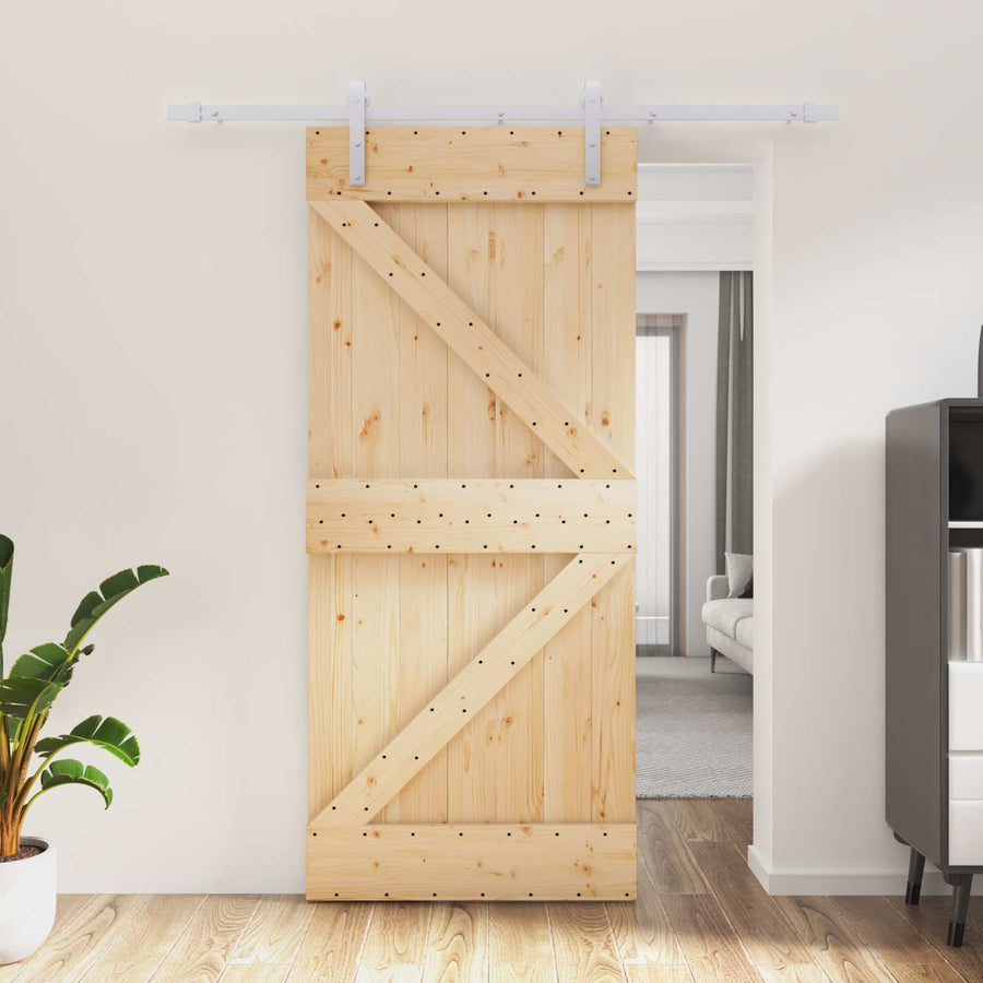 Schuifdeur Natuurlijk en Wit 90 x 210 cm Massief grenenhout