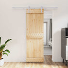 Sliding Door Natural and White 70 x 210 cm Solid Pine Wood