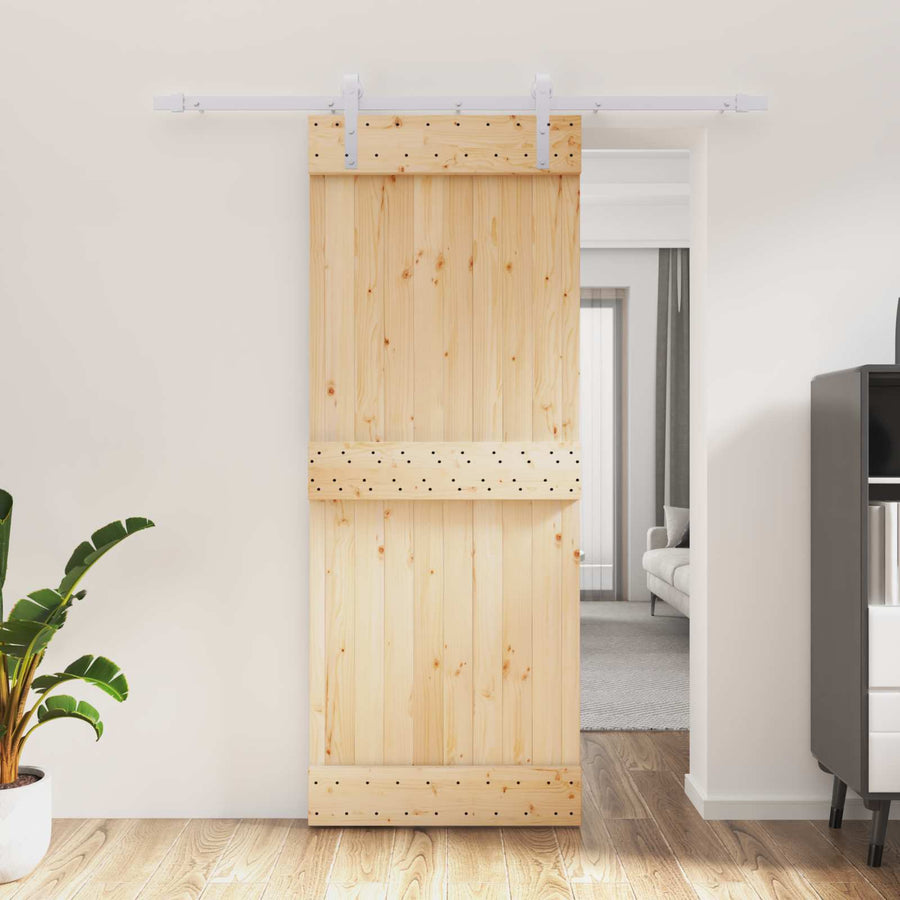 Schuifdeur Natuurlijk en Wit 80 x 210 cm Massief Grenenhout