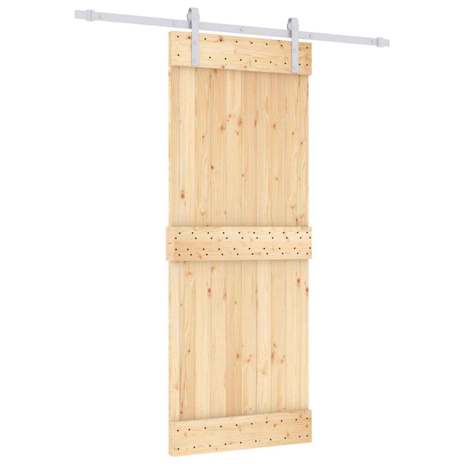 Schuifdeur Natuurlijk en Wit 80 x 210 cm Massief Grenenhout