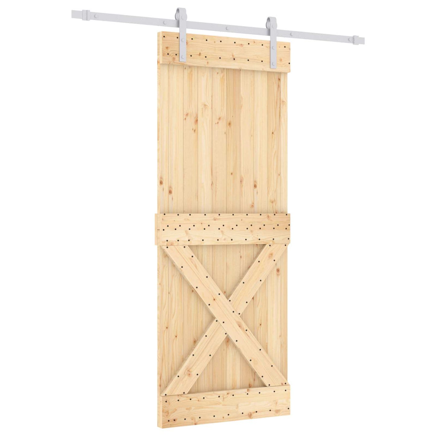 Schuifdeur Natuurlijk en Wit 80 x 210 cm Massief Grenenhout