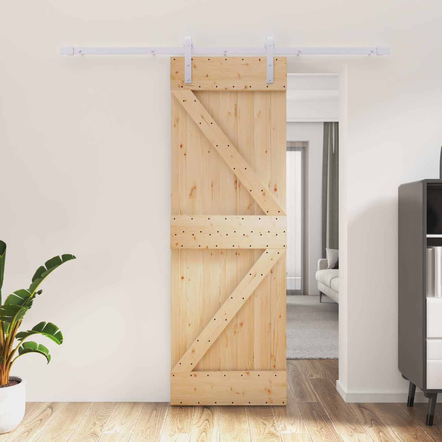Schuifdeur Natuurlijk en Wit 70 x 210 cm Massief Grenenhout