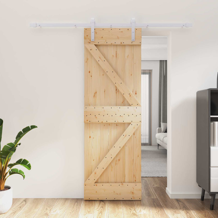 Schuifdeur Natuurlijk en Wit 70 x 210 cm Massief Grenenhout
