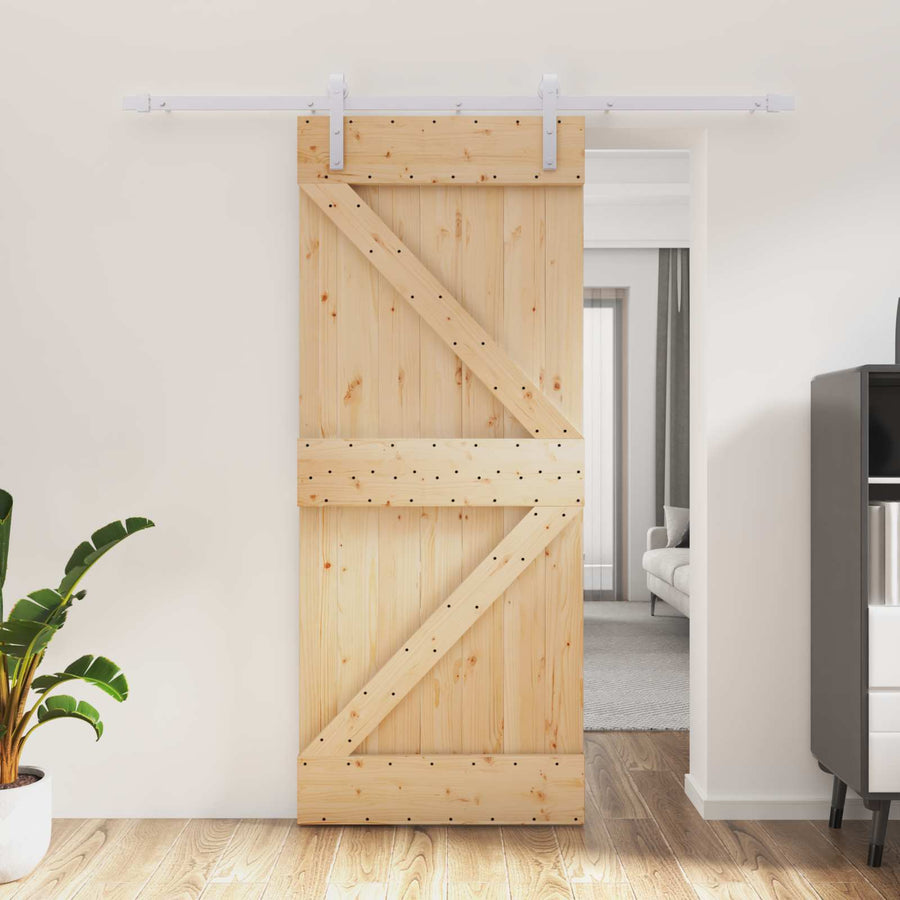 Schuifdeur Natuurlijk en Wit 85 x 210 cm Massief Grenenhout