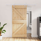 Sliding Door Natural and White 95 x 210 cm Solid Pine