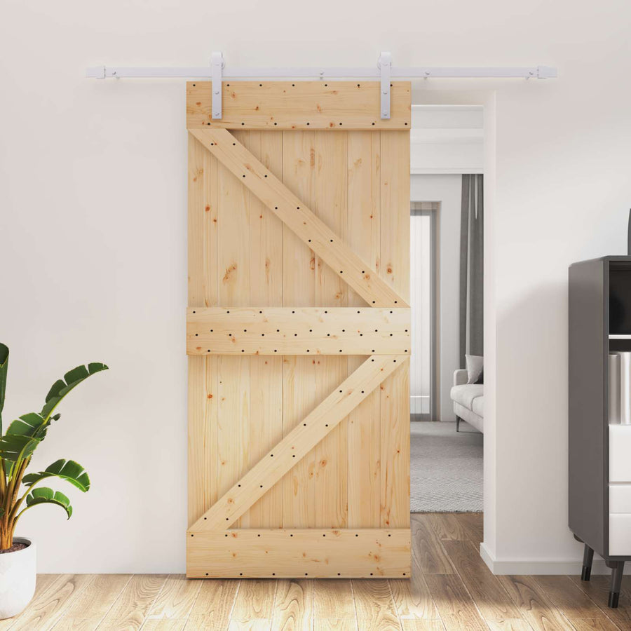 Schuifdeur Natuurlijk en Wit 95 x 210 cm Massief Grenenhout