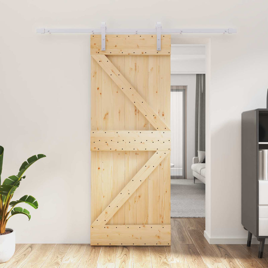 Schuifdeur Natuurlijk en Wit 80 x 210 cm Massief grenenhout