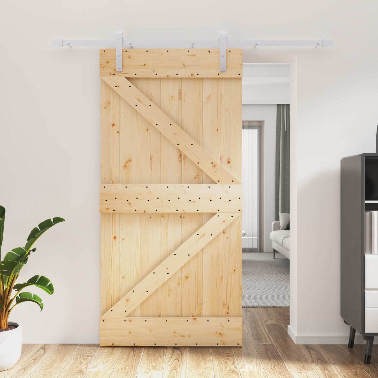 Schuifdeur Natuurlijk en Wit 100 x 210 cm Massief grenenhout
